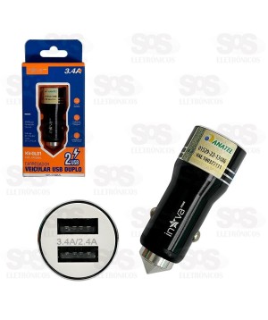 Carregador Veicular 3.4A Com 2 USB Inova Prime KV-GL01