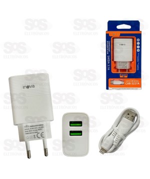 Carregador 2 USB 3.1A Com Cabo Iphone Inova CAR-3227A