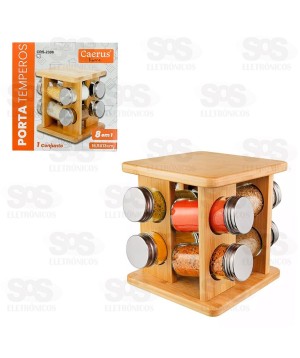 Porta Temperos Giratório 8 Frascos Bambu Caerus CRS-2308
