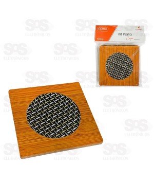 Kit Porta Copo Quadrado 4 Peças 9x9CM Caerus CRS-2287