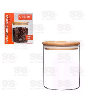 Pote De Vidro Redondo Com Tampa De Bambu 300ML CRS-2299