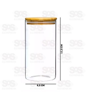 Pote De Vidro Redondo Com Tampa De Bambu 300ML CRS-2304