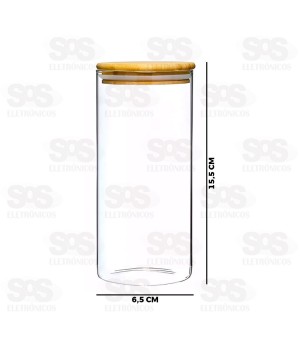 Pote De Vidro Redondo Com Tampa De Bambu 450ML CRS-2305