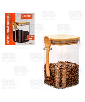 Pote De Vidro Com Tampa De Bambu e Colher 200ML CRS-2294