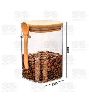 Pote De Vidro Com Tampa De Bambu e Colher 200ML CRS-2294