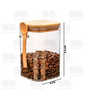 Pote De Vidro Com Tampa De Bambu e Colher 250ML CRS-2295