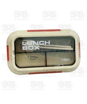 Marmita Lancheira Micro-ondas 1100ML Com Talheres Caerus CRS-2913
