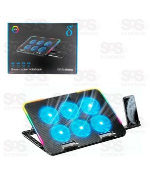 Base 6 Cooler Para Notebook Com LED Aitek Delta B3162M