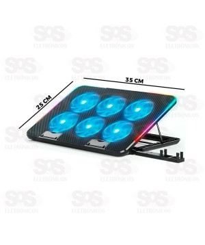 Base 6 Cooler Para Notebook Com LED Aitek Delta B3162M