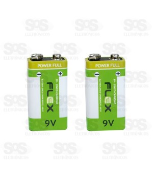 Bateria De Zinco Carbono 9V 2 Peças Flex FX-9Z2