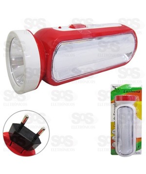 Lanterna de LED Recarregável 1 LED 1w Com Luminária 4 LEds HM-38