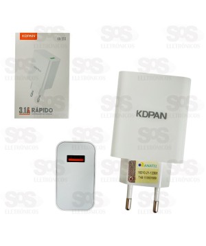 Fonte De Parede Carregador Rápido USB 3.1A 25W KDPAN KN-553