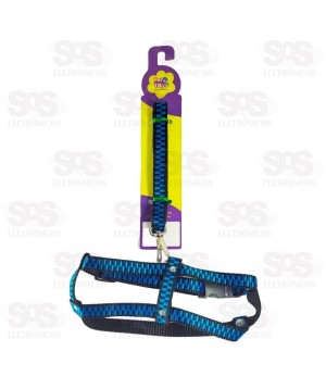 Coleira Peitoral Com Guia Nylon Listrada N°1 3096