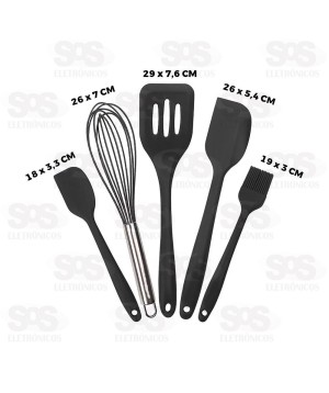 Kit Utensílios De Cozinha 5 Peças Silicone Caerus CRS-2803