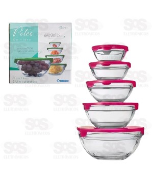 Kit 5 Pote de Vidro Com Tampa Hai Brasil AIH1341N