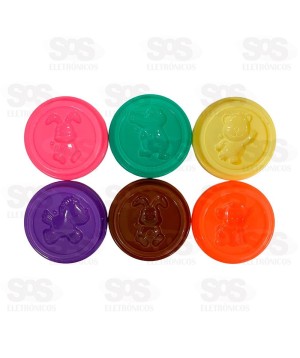 Kit Com 6 Potinhos Massa De Modelar Toy King TK-AB7231