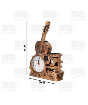 Relógio De Mesa Design Violino Luatek ZB-4032