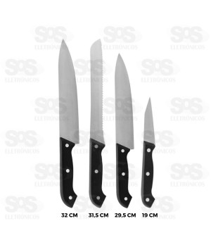 Jogo de Facas Aço Inox 4 Peças Top Útil TOP1268