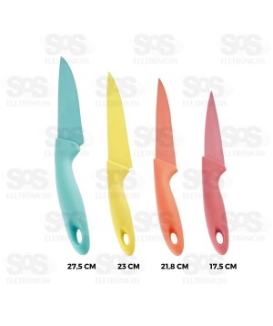 Jogo de Facas Coloridas Aço Inox Top Útil TOP1769
