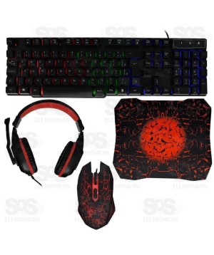 Kit Gamer Com Teclado/Mouse/Headset/Mousepad Maxmidia MAX-COM2