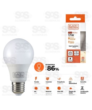 Lâmpada LED Bulbo 17W E27 Luz Branca Black+Decker BDA6-1500