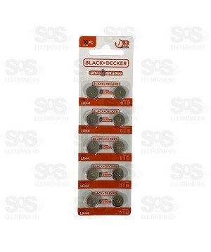 Bateria Moeda Ultra Alcalina LR44 1.5V 10 Unidades Black+Decker