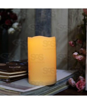 Vela Parafina Decorativa Chama Branco Quente Unitaria TOP1859