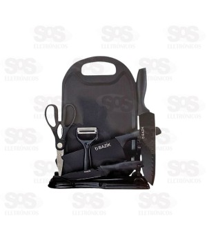 Kit Facas De Cozinha Com Tábua 7 Peças Bazik MD-12277