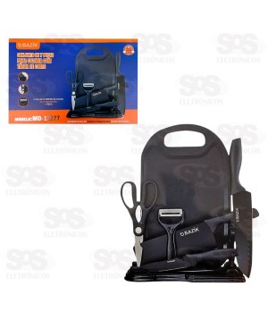 Kit Facas De Cozinha Com Tábua 7 Peças Bazik MD-12277