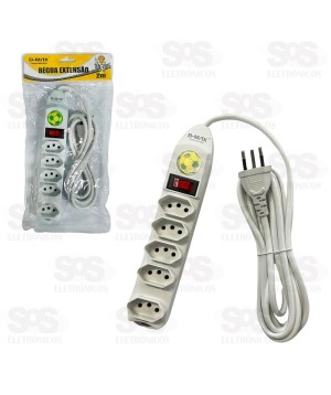 Extensão 5 Tomadas Cabo 2 Metros B-Max BM-8686