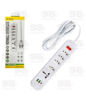 Extensão 4 Tomadas Com USB e Type C B-Max BM-8699A