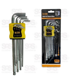 Kit Chave Allen 1,5 a 10mm Com 9 Peças B-Tek BT-522
