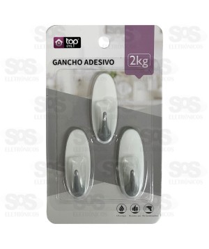 Ganchos Multiuso Adesivo 3 Unidades Top Útil TOP2002
