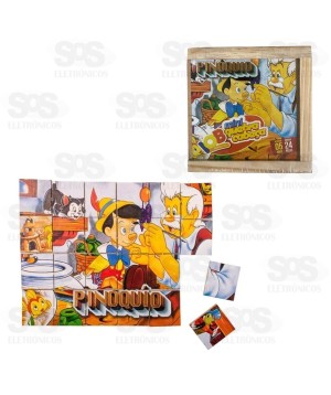 Quebra-Cabeça Pinóquio 24 Peças e Estojo em Madeira IOB 101
