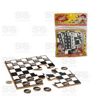  Jogo De Tabuleiro Dama 28 Peças De Madeira IOB 278
