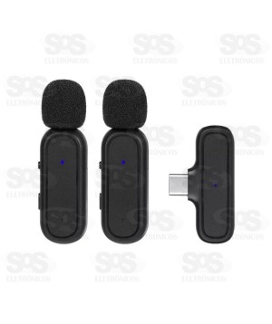 Microfone De Lapela Duplo Sem Fio Type C Altomex K61-TC-2IN1