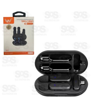 Microfone De Lapela Duplo Sem Fio Type C Altomex K61-TC-2IN1