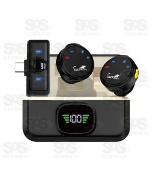 Microfone De Lapela Duplo Sem Fio Type C Eletromex EL-1850