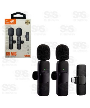 Microfone De Lapela Duplo Sem Fio Type C Eletromex EL-1821