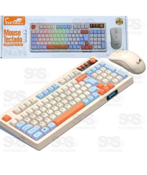 Kit Teclado e Mouse Sem Fio 2.4 USB Eletromex EL-2115