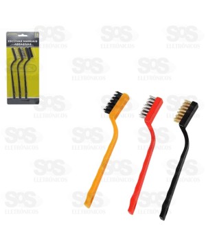 Kit 3 Escovas De Limpeza Aço/Nylon/Latão Onyx 5187