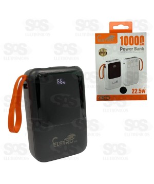 Carga Extra 10.000mAh 4 Interfaces Com Lanterna Eletromex EL-2910