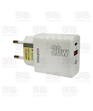 Carregador Rápido USB+PD Com Cabo Iphone Kdpan KN-670CL