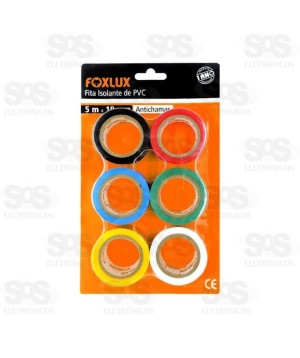 Fita Isolante 5 Metros com 6 Unidades Colorida Foxlux 10.19