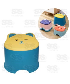 Banqueta Infantil De Plástico Ursinho Cores variadas NAPI414