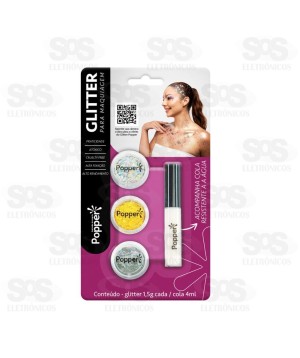 Glitter Para maquiagem Com Fixador Popper