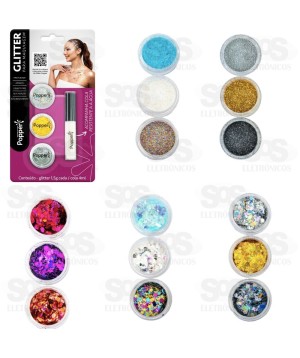 Glitter Para maquiagem Com Fixador Popper