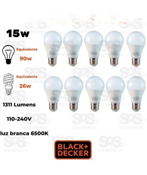 Lâmpada Led Bulbo 15w E27 Luz Branca Black Decker6500k