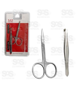 Kit Pinça Depilatória e Tesoura 356-10