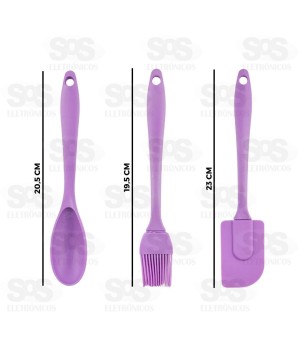 Kit 3 Peças Utensílios de Cozinha Silicone Top Útil TOP0964